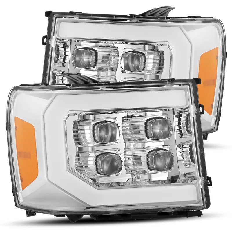 07-13 Gmc Sierra Led Projector Headlights Plank Style Design Matte Black W/ Drl 1