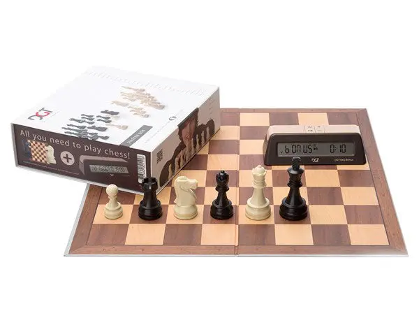 10910 Dgt Chess Starter Box Brown (Board, Pieces And Dgt 1002 Timer) 1