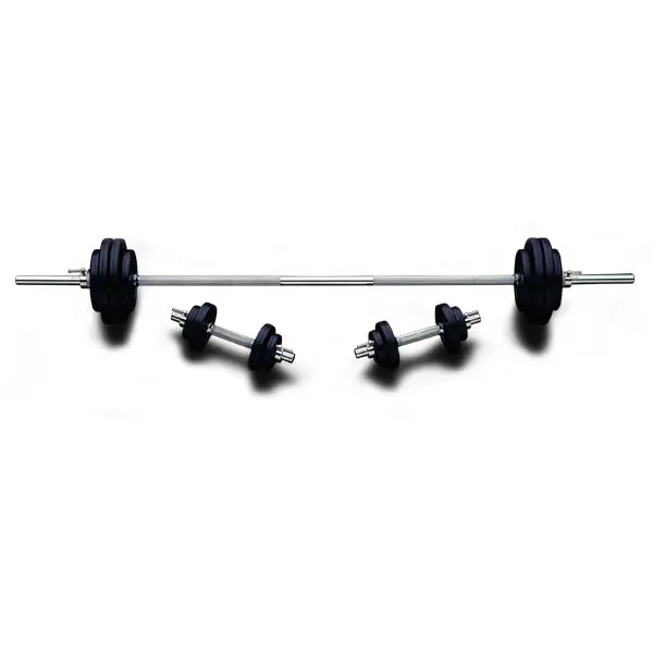 110 Lb Rubber Encased Barbell/Dumbbell Set | Rubimo-110 1