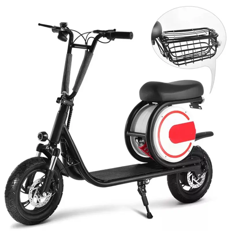 12” Foldable 36V 350W Electric Bike , Ride On Electric Bike - Foldable Mobility 2 Wheel Mini Electric Scooter With Seat For Kids - Red, Black 2