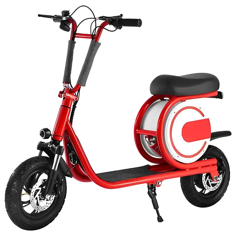 12” Foldable 36V 350W Electric Bike , Ride On Electric Bike - Foldable Mobility 2 Wheel Mini Electric Scooter With Seat For Kids - Red, Black 2