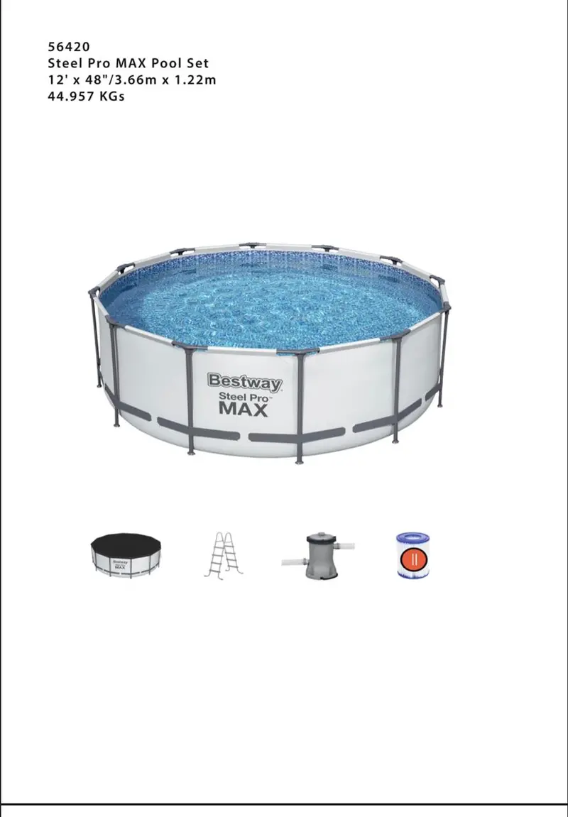 3.66Mx1.22M Steel Pro Frame Pool Set 1