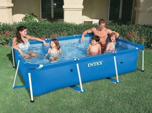 300 X 200 X 75 Cm Blue Intex Metal Rectangular Frame Pool, 1
