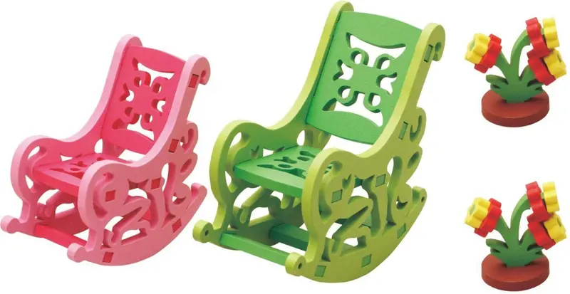 3D Assembling Home Furnishing  Wooden Rocking Chair 1