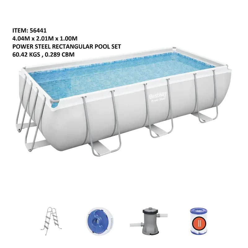 4.04M X 2.01M X 1.0M Rect Steel Pool 1