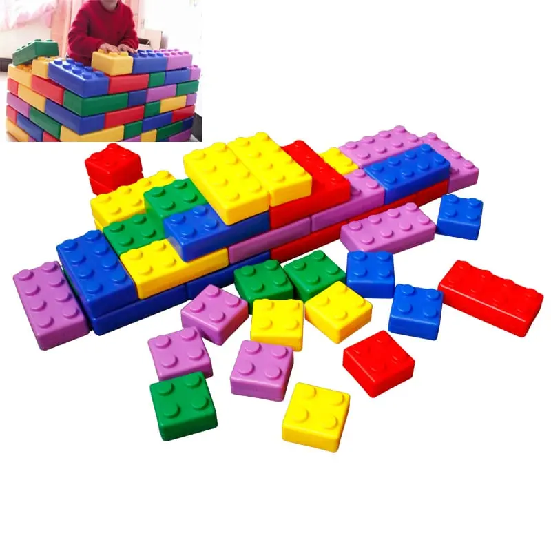 48 Pieces Soft Plastic Multi Colored Building Block Set 1