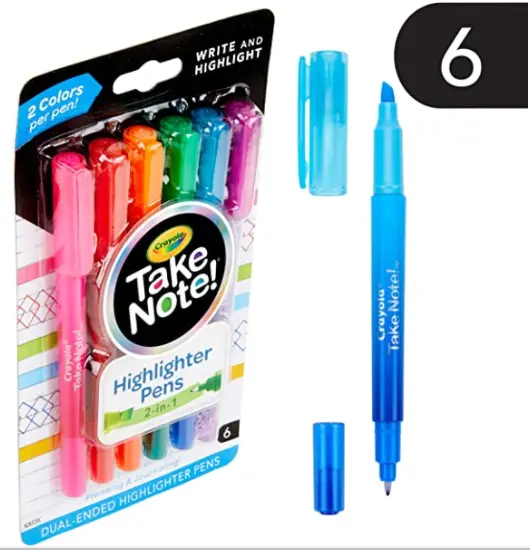 6 Ct. Take Note! Write & Highlight  Pens 1