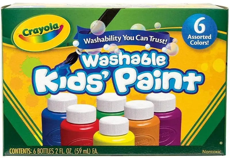 6 Ct. Washable Kids' Paint, 2-Oz. Bottles, Assorted Colors - Non-Peggable 1