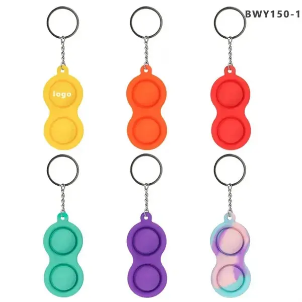 8 Shape Silicone Push Pop Bubble Toy Key Chain 1