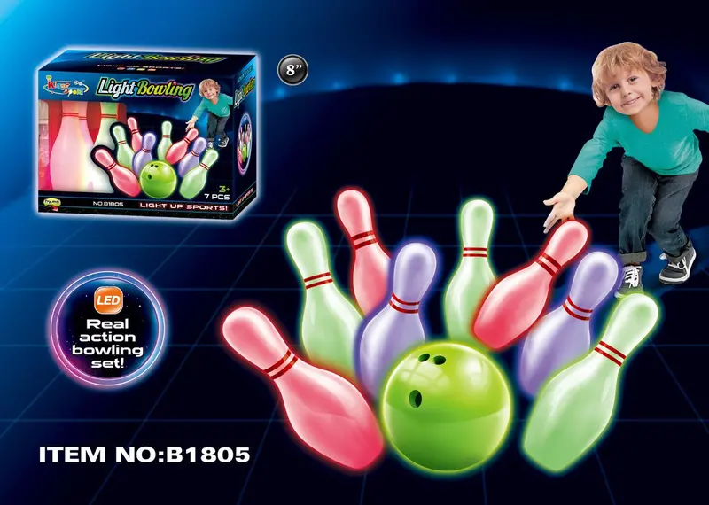 9Inch Bowling Set 7Pcs W/Light W.Bx 1