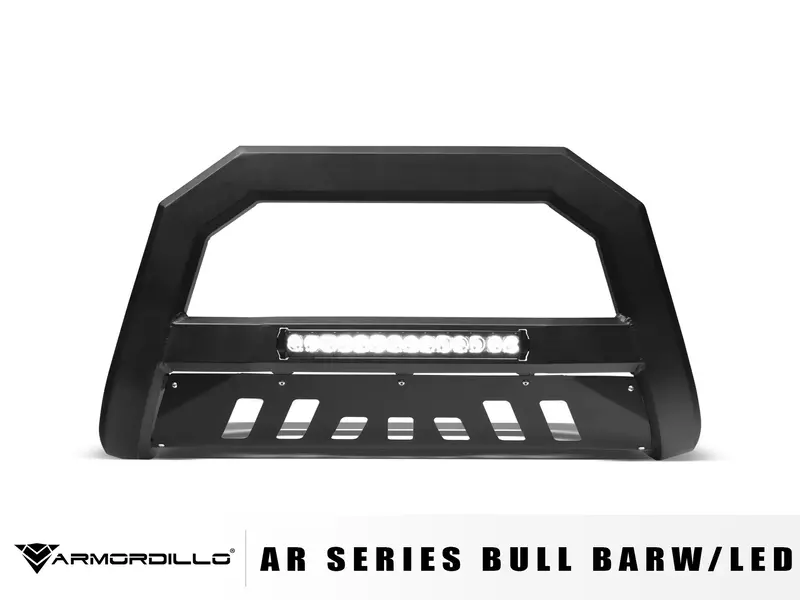 Armordillo 1998-2003 Dodge Durango Ar Series Bull Bar W/Led - Matte Black W/Aluminum Skid Plate 1