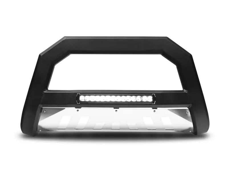 Armordillo 2007-2009 Jeep Wrangler Ar Series Bull Bar W/Led - Matte Black W/Aluminum Skid Plate 1