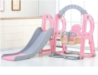 Baby Swing And Slide Outdoor Playground In  Pink,Gray 1