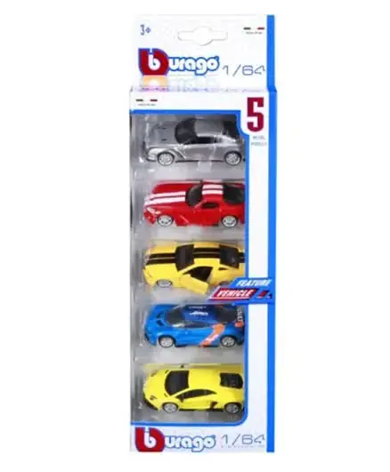 Bburago Die Cast Model Car Sets 1:64 Scale Multicolour - Assorted Pack Of 5 1
