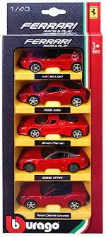 Bburago Ferrari Raceplay Car Set Scale 1:43 Diecast Car - Pack Of 5 1