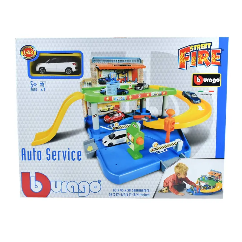 Bburago Street Fire Kids Auto Service  Parking Garage Playset - Multicolor 1