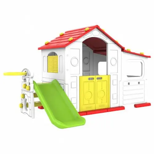 Big Playhouse W/ Slide & Basketball Ring 1