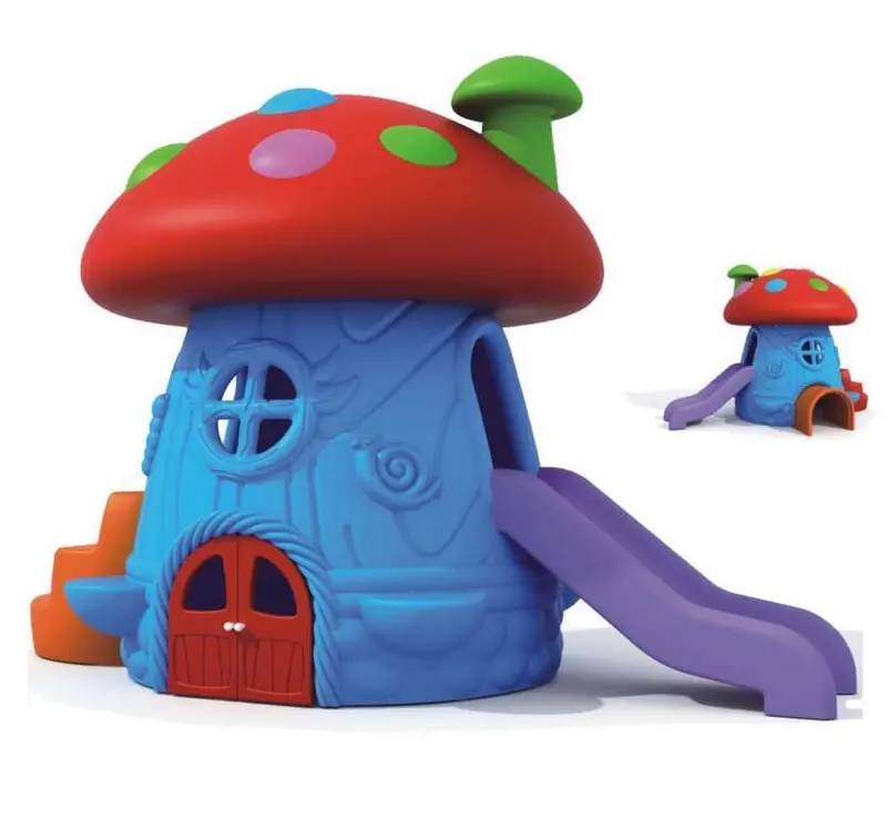 Blue And Brown Mushroom Shape Small Slide Playhouse 1