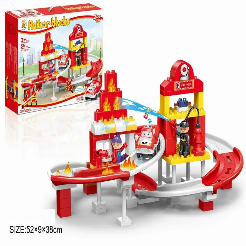 Bricks Kingdom Railcar Block Fire Station, Building Set For Children 1