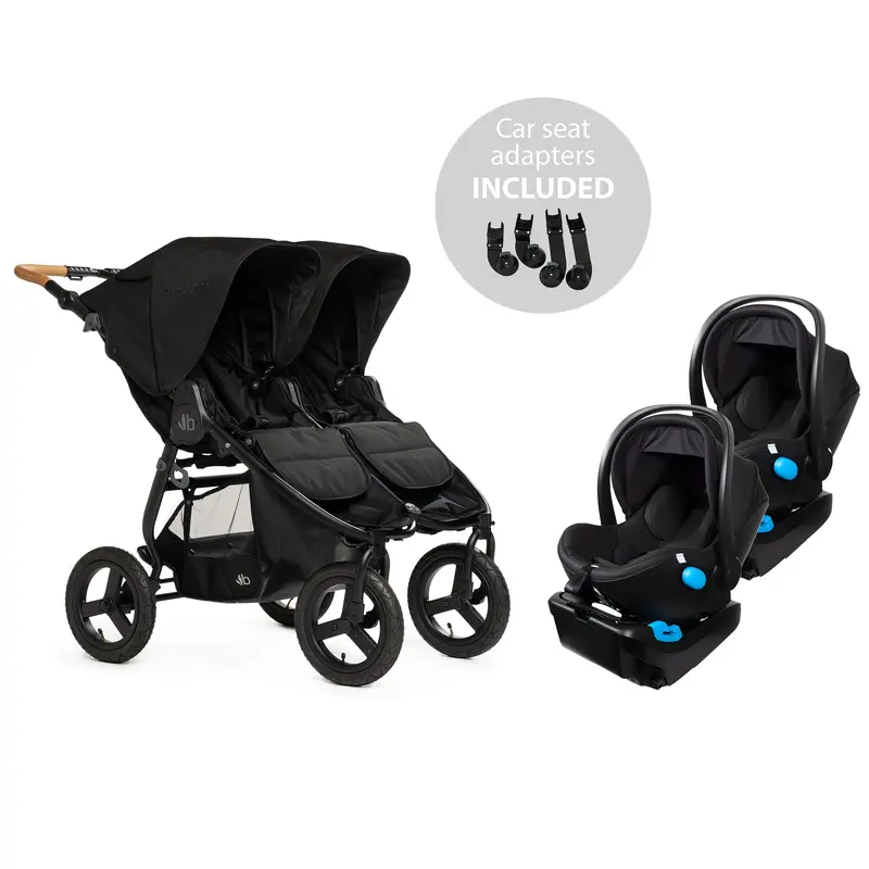 Bumbleride Indie Twin Black + Clek Liing Railroad Ziip Travel System (Two Seats) 1