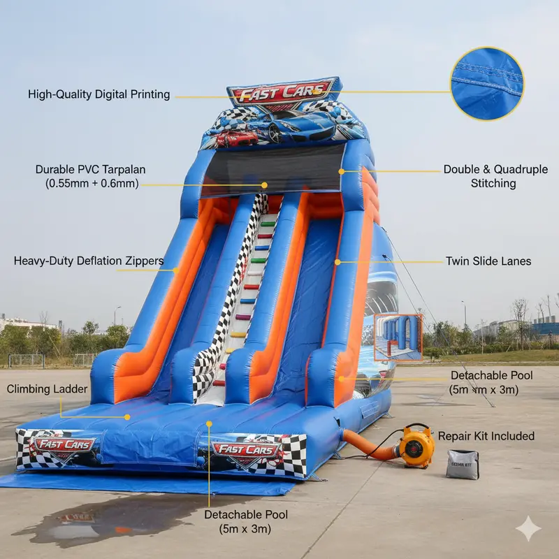 Commercial Inflatable Racing Slide For Kids – Extra-Large Car Theme, Durable Event-Grade Quality 2