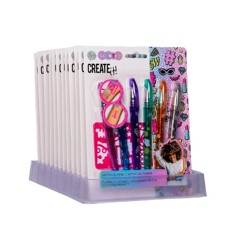 Create It Tattoo Perfume Pen 6X + 2 Stencils Disp 1