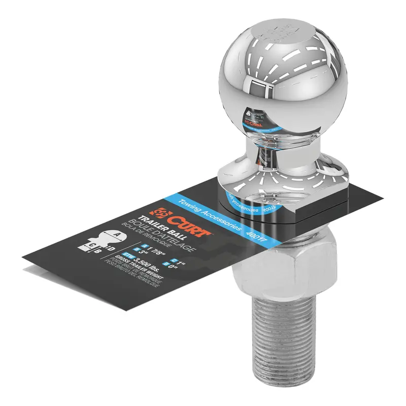 Curt - 1-7/8" Trailer Ball (1" X 3" Shank, 3,500 Lbs., Chrome) - 40017 2