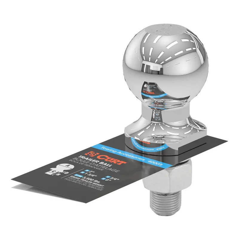Curt - 2" Trailer Ball (3/4" X 1-3/4" Shank, 3,500 Lbs., Chrome) - 40003 2