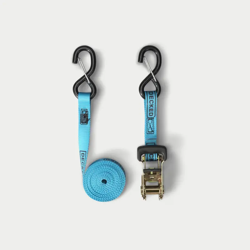 Decked - Rachet Straps - Standard Ratchet Straps With Decked Logo - One (1) Set Of Two (2) - Blue - A0088-Rstp-Blu 1