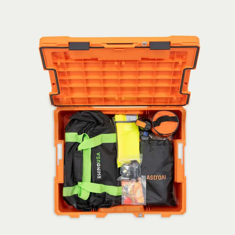 Decked - Roadside Emergency Os Kit - Safety Orange Halfrack Packed With Refuge Medical Emergency Supplies - A0132-Road-Org 1