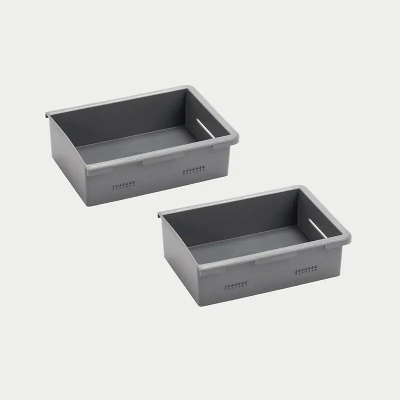 Decked - Shallow Stash Bins - Storage Bins For Vx & Vy Drawer Systems - One (1) Set Of Two (2) - A0086-Ssbn-Gry 1