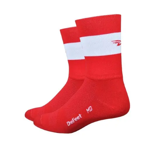 Defeet Aireator Socks, Team Defeet Red/White Stripe 1