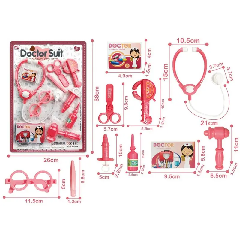 Diy Toys Medical Instrument Set, Doctor Set 10 Accessories - Pink 1