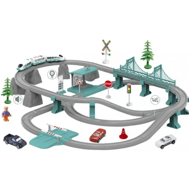 Diy Train City Track For Kids |  Remote Control City Track Electric Train Track Set For Children 1