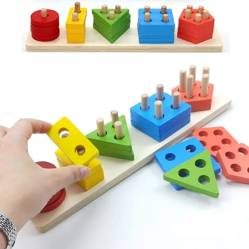 Eco-Friendly 3 In1 Wooden Matching Shape Board 1