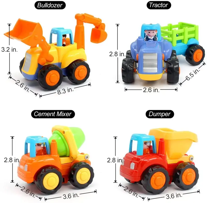 Eco-Frindly 4 Pcs Engineering Vehicles Wooden Cars For Kids 1