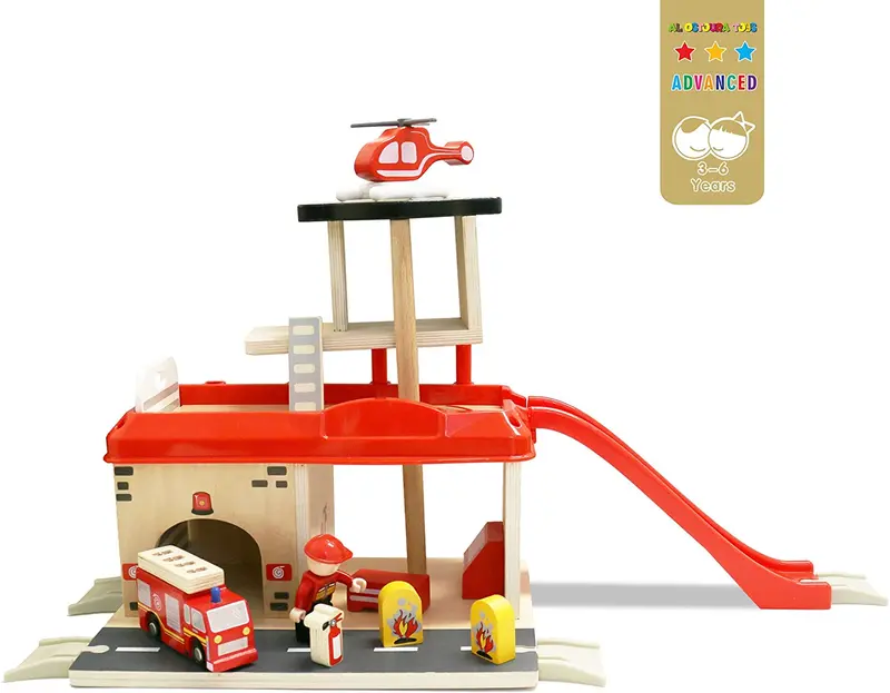 Fire Station With Accessories Montessori Wooden Activity Cube 1