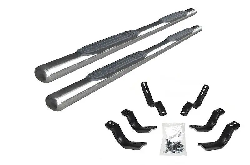 Go Rhino 104404580Ps - 4" 1000 Series Sidesteps With Mounting Bracket Kit - Polished Stainless Steel 1