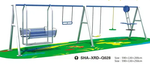 Gold Blue Outdoor Playground- Double Sided Cradle With Hanging Bar, Single Plastic Swing, A Regular Swing In Bigger Size 1