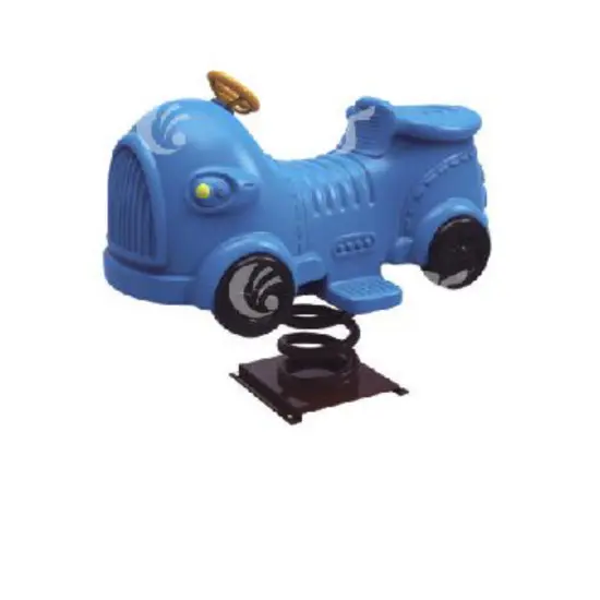 Gold Blue Outdoor Playground -  Fish Shaped Car Spring Seesaw 1