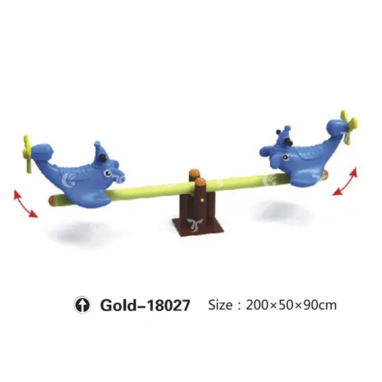 Gold Blue Outdoor Playground - Plane Shaped Traditional Seesaw 1