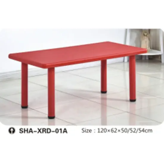 Gold Indoor Kid's Big Rectangle Plastic Table With 4 Legs- Red 1