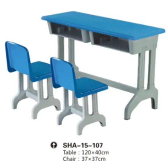 Gold Indoor Kid's Double Plastic Table And Chairs-Blue 1