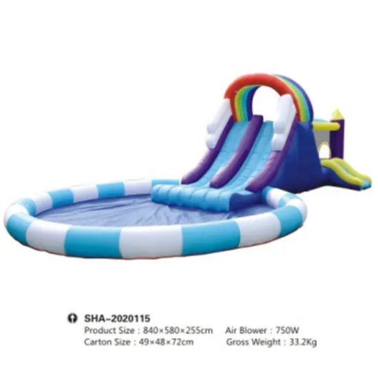 Gold Inflatable Rainbow Huge Pool Water Slides And Bounce Hut Outdoor 1