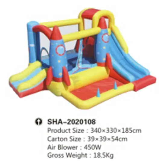 Gold Inflatable Rocket Outdoor Bounce Hut And Water Pool With Slides 1