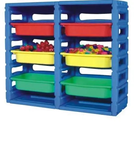 Gold Kids Plastic Storage Tray-Blue-Double Partitions 1