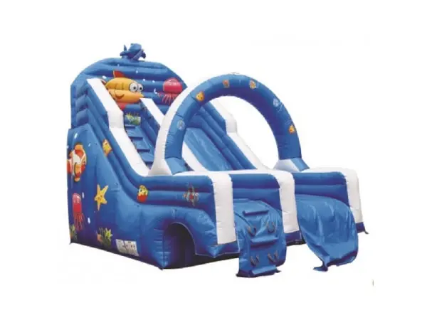 Gold Outdoor Inflatable Blue Two High Water Slides 1