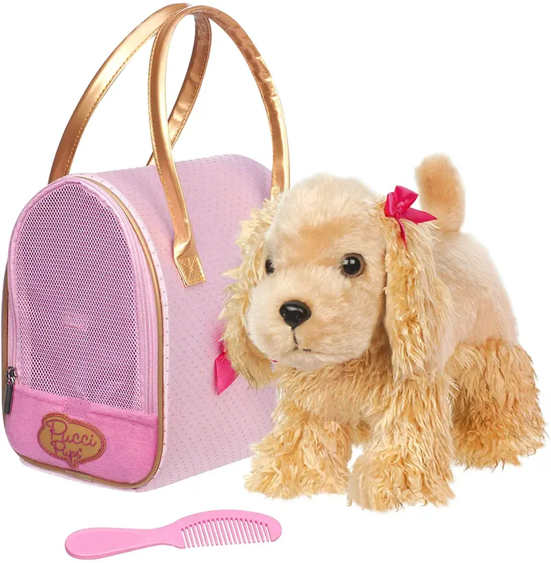 Gold & Pink Heart Print Glam Bag W/Cocker Spaniel 1