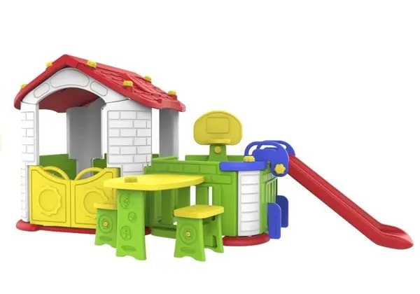 Indoor Activity Playhouse With Playpen Slide Table And Chair - Multicolour 1