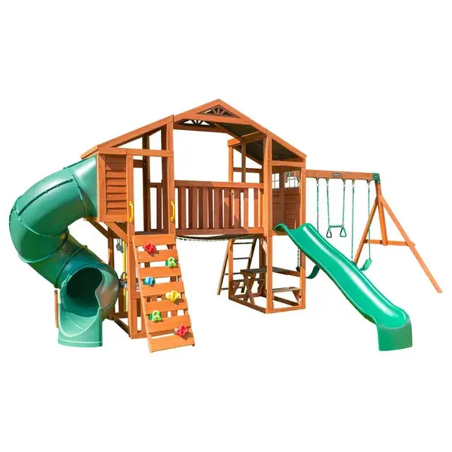 Kidkraft - Boulder Bluff 2-In-1 Wooden Swing Set 1